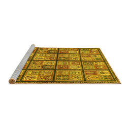 Sideview of Machine Washable Abstract Yellow Modern Rug, wshabs631yw