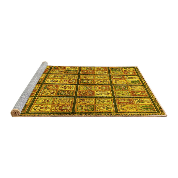 Sideview of Machine Washable Abstract Yellow Modern Rug, wshabs631yw