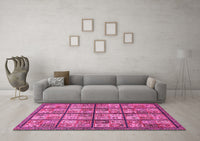 Machine Washable Abstract Pink Modern Rug, wshabs631pnk