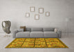 Machine Washable Abstract Yellow Modern Rug in a Living Room, wshabs631yw