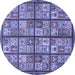 Round Machine Washable Abstract Blue Modern Rug, wshabs631blu