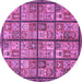 Round Machine Washable Abstract Purple Modern Area Rugs, wshabs631pur