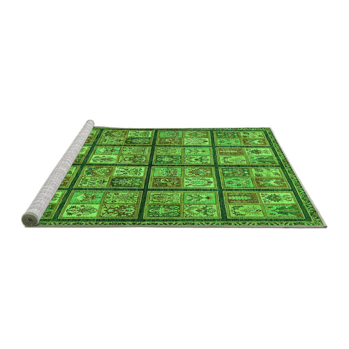 Sideview of Machine Washable Abstract Green Modern Area Rugs, wshabs631grn