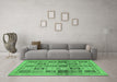 Machine Washable Abstract Emerald Green Modern Area Rugs in a Living Room,, wshabs632emgrn