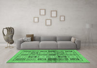 Machine Washable Abstract Emerald Green Modern Rug, wshabs632emgrn