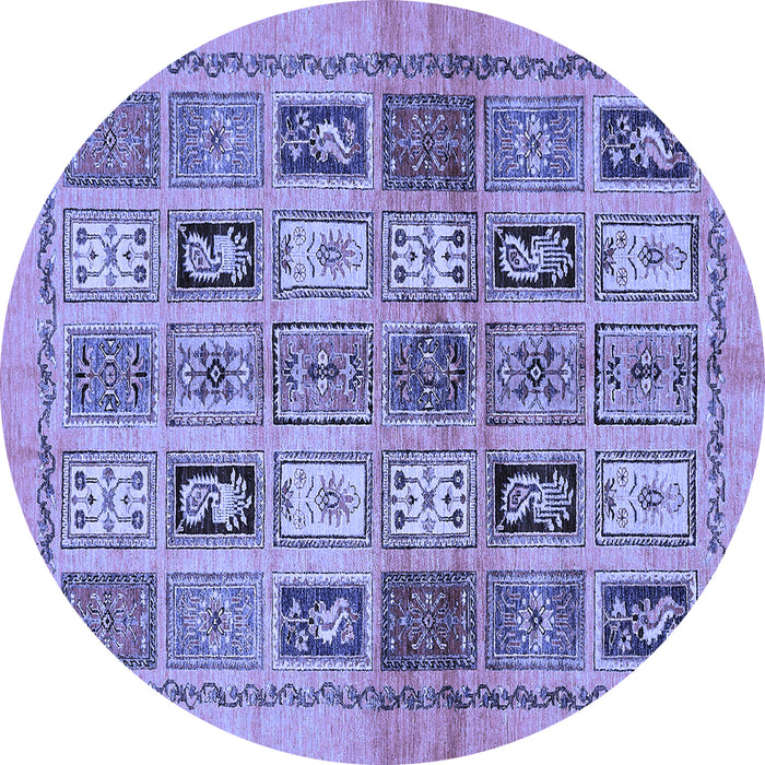 Round Abstract Blue Modern Rug, abs632blu