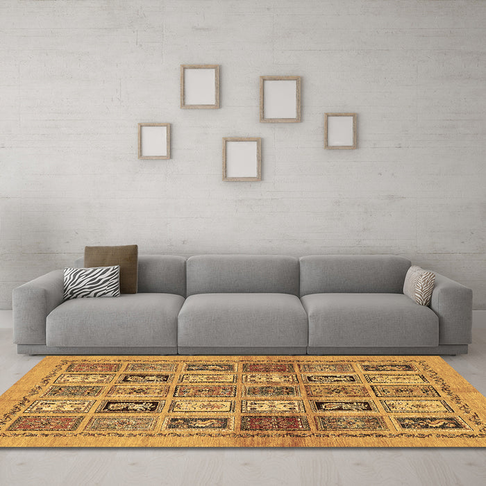 Machine Washable Abstract Brown Modern Rug in a Living Room,, wshabs632brn