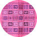 Round Machine Washable Abstract Pink Modern Rug, wshabs632pnk