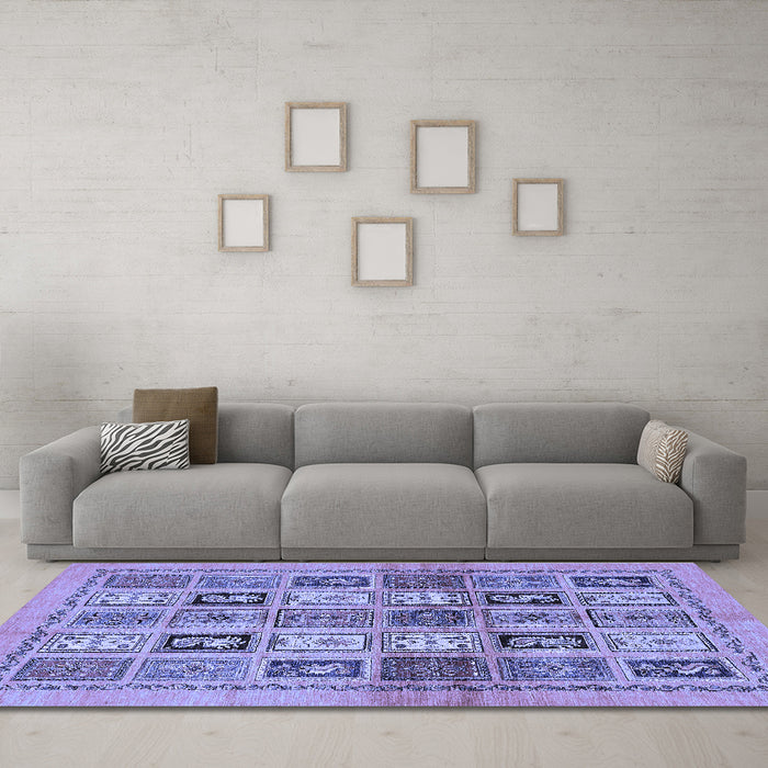 Machine Washable Abstract Blue Modern Rug in a Living Room, wshabs632blu
