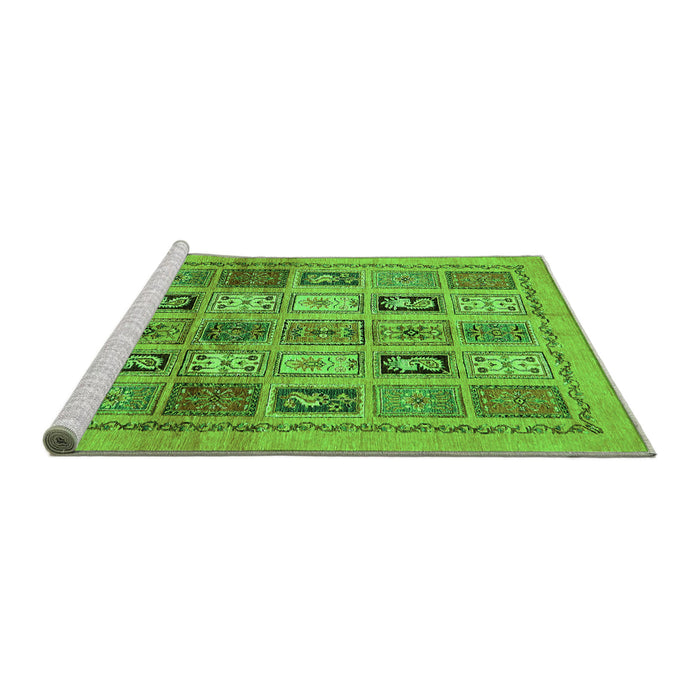 Sideview of Machine Washable Abstract Green Modern Area Rugs, wshabs632grn