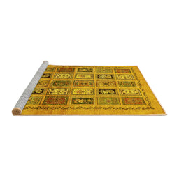 Sideview of Machine Washable Abstract Yellow Modern Rug, wshabs632yw