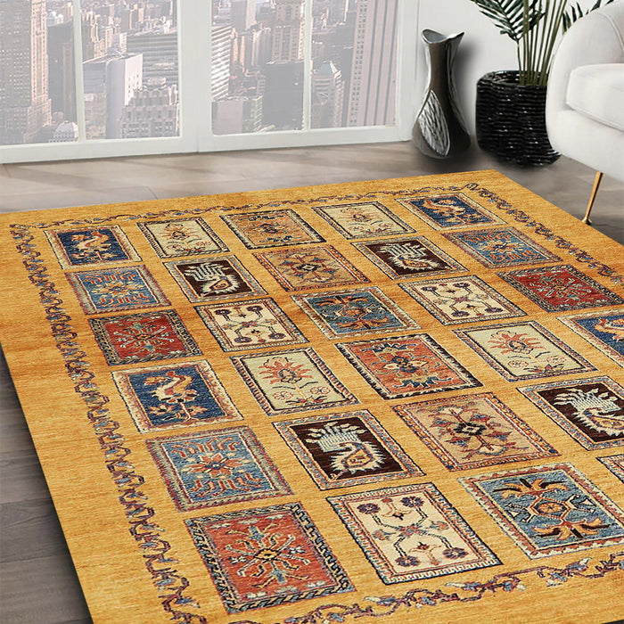 Abstract Red Modern Rug in Family Room, abs632