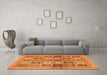 Machine Washable Abstract Orange Modern Area Rugs in a Living Room, wshabs632org