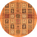 Round Machine Washable Abstract Orange Modern Area Rugs, wshabs632org