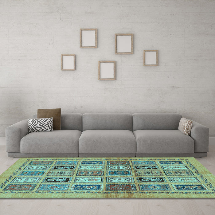 Machine Washable Abstract Light Blue Modern Rug in a Living Room, wshabs632lblu