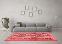 Machine Washable Abstract Red Modern Rug, wshabs632red