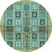 Round Abstract Light Blue Modern Rug, abs632lblu