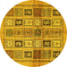 Round Abstract Yellow Modern Rug, abs632yw