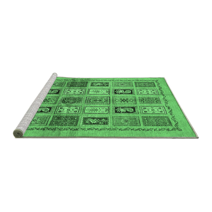 Sideview of Machine Washable Abstract Emerald Green Modern Area Rugs, wshabs632emgrn