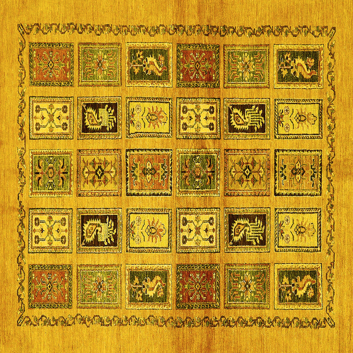 Square Machine Washable Abstract Yellow Modern Rug, wshabs632yw