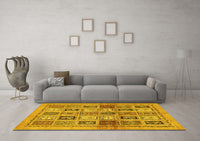 Machine Washable Abstract Yellow Modern Rug, wshabs632yw