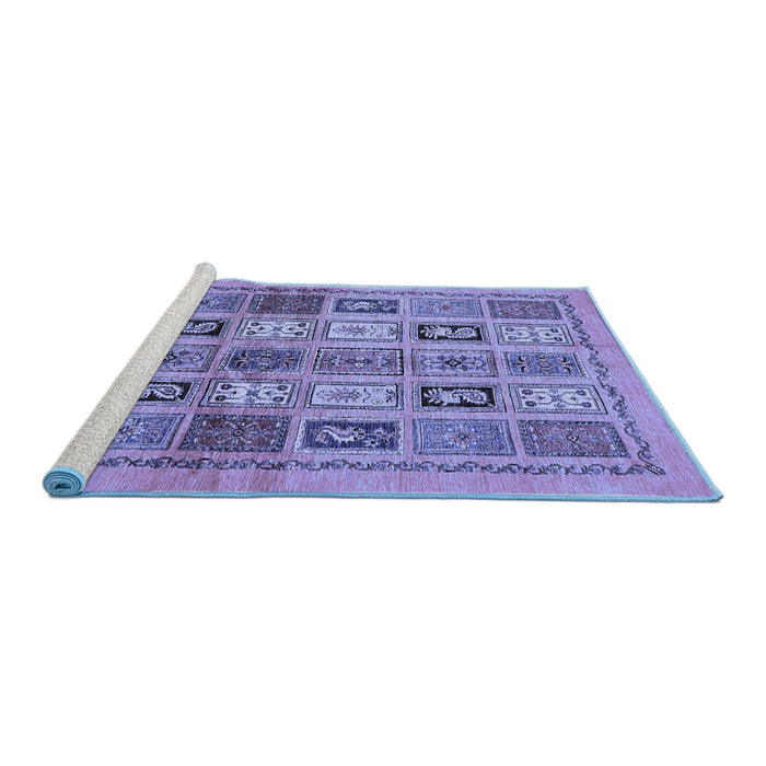 Sideview of Machine Washable Abstract Blue Modern Rug, wshabs632blu