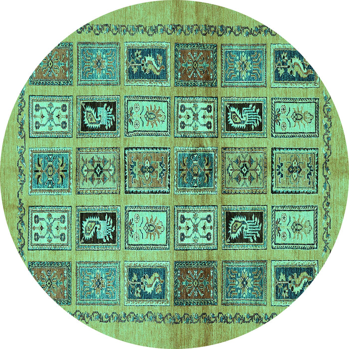 Round Machine Washable Abstract Turquoise Modern Area Rugs, wshabs632turq
