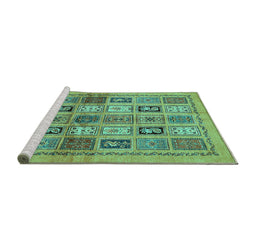 Sideview of Machine Washable Abstract Turquoise Modern Area Rugs, wshabs632turq