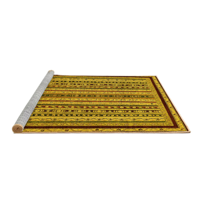 Sideview of Machine Washable Abstract Yellow Modern Rug, wshabs633yw