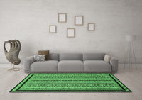 Machine Washable Abstract Emerald Green Modern Rug, wshabs633emgrn