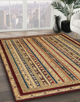 Abstract Red Modern Rug in Family Room, abs633