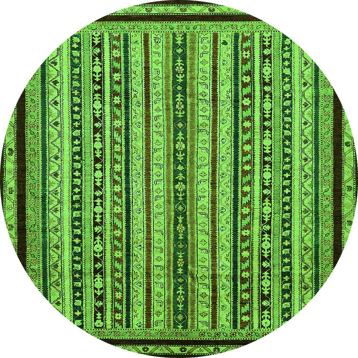 Round Machine Washable Abstract Green Modern Area Rugs, wshabs633grn