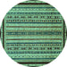 Round Abstract Turquoise Modern Rug, abs633turq