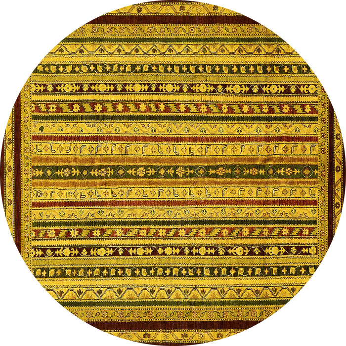Round Abstract Yellow Modern Rug, abs633yw