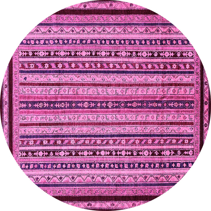 Round Machine Washable Abstract Pink Modern Rug, wshabs633pnk