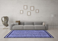 Machine Washable Abstract Blue Modern Rug, wshabs633blu