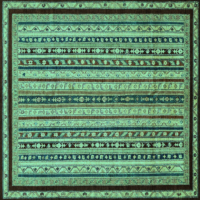Square Abstract Turquoise Modern Rug, abs633turq