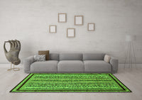 Machine Washable Abstract Green Modern Rug, wshabs633grn