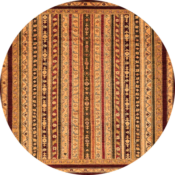 Round Machine Washable Abstract Orange Modern Area Rugs, wshabs633org