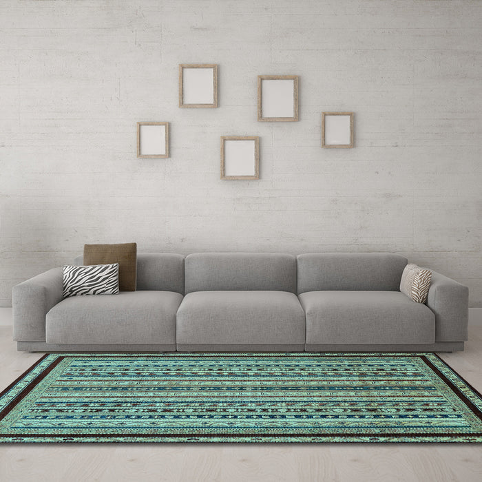 Machine Washable Abstract Light Blue Modern Rug in a Living Room, wshabs633lblu