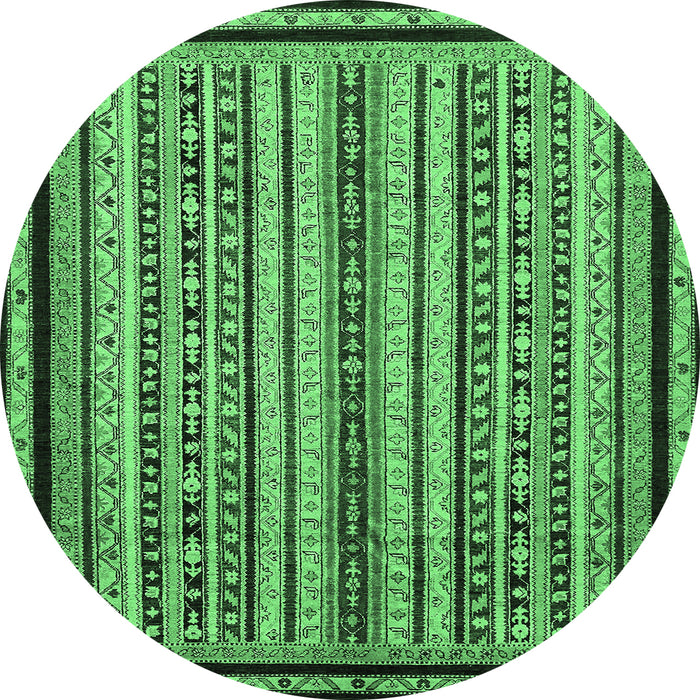 Round Machine Washable Abstract Emerald Green Modern Area Rugs, wshabs633emgrn
