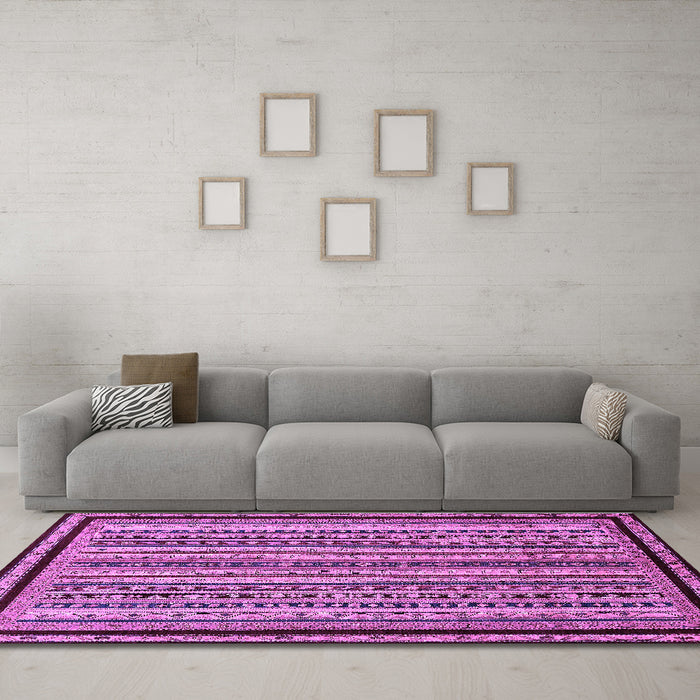 Machine Washable Abstract Purple Modern Area Rugs in a Living Room, wshabs633pur