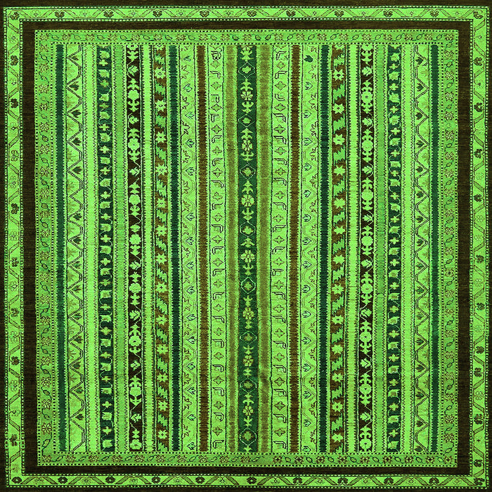 Square Machine Washable Abstract Green Modern Area Rugs, wshabs633grn