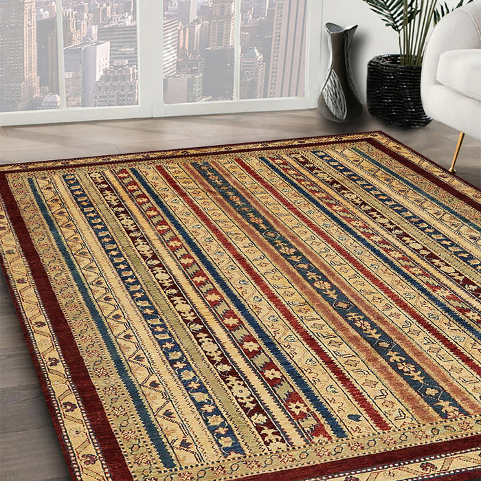 Machine Washable Abstract Vermilion Red Rug in a Family Room, wshabs633