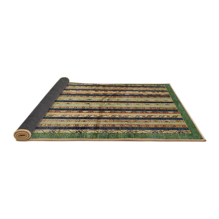 Sideview of Abstract Copper Green Modern Rug, abs634