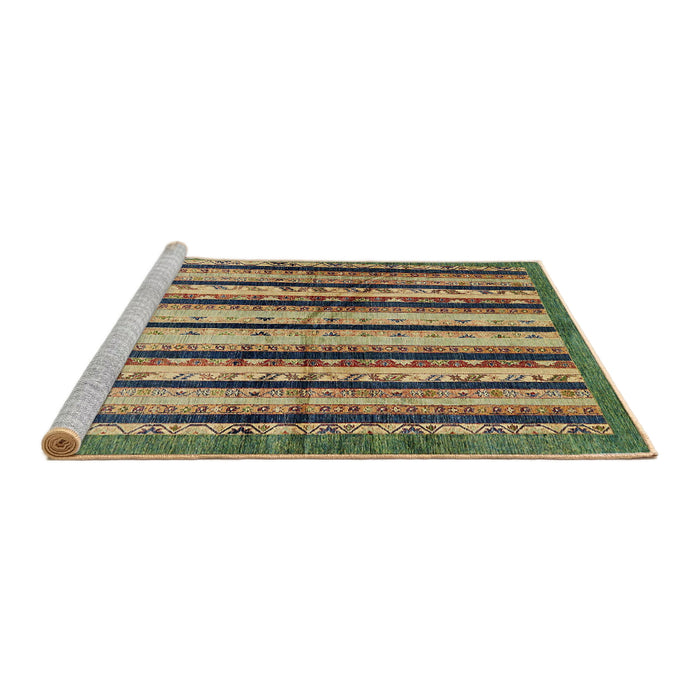 Sideview of Machine Washable Abstract Brass Green Rug, wshabs634