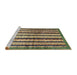 Sideview of Machine Washable Abstract Brass Green Rug, wshabs634