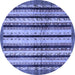 Round Machine Washable Abstract Blue Modern Rug, wshabs634blu