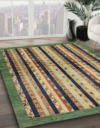 Abstract Copper Green Modern Rug, abs634