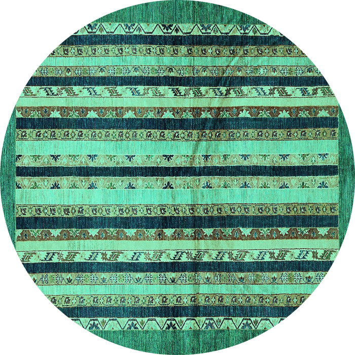 Round Machine Washable Abstract Turquoise Modern Area Rugs, wshabs634turq